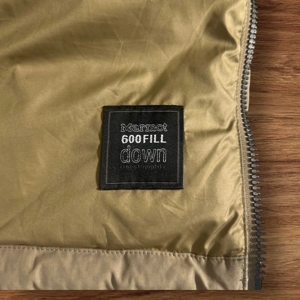 Marmot Men's Beige Tan Quilted Duck Down Burdell Jacket ~ Size L - Picture 6 of 11